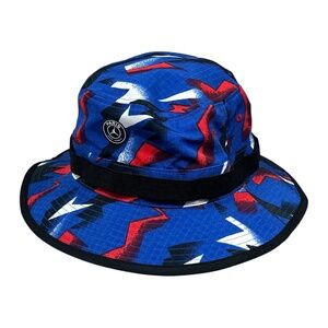 Jordan Brand Nike x PSG Paris Saint-Germain Blue Red Pattern Bucket Hat Mens M/L